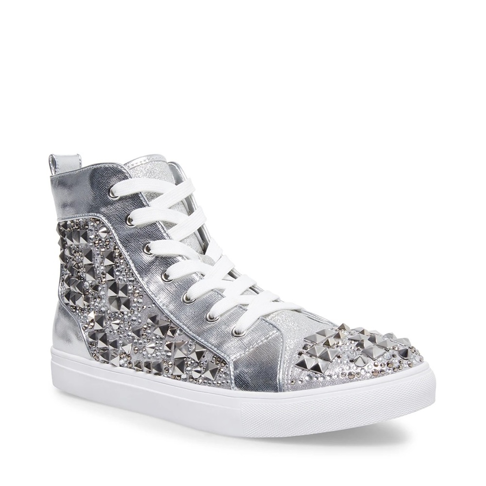 Steve Madden W9 M7 Studded Silver Sneakers hightop